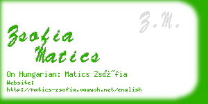 zsofia matics business card